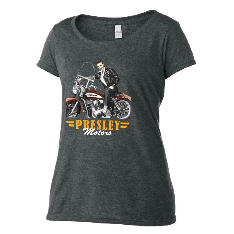 Elvis On Bike Presley Motors Women's T-Shirt-- Cozy Warm Stylish