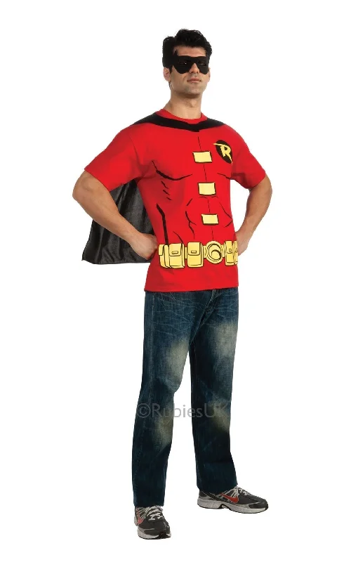 Robin T-Shirt Male Costume-- Houndstooth Herringbone Solid