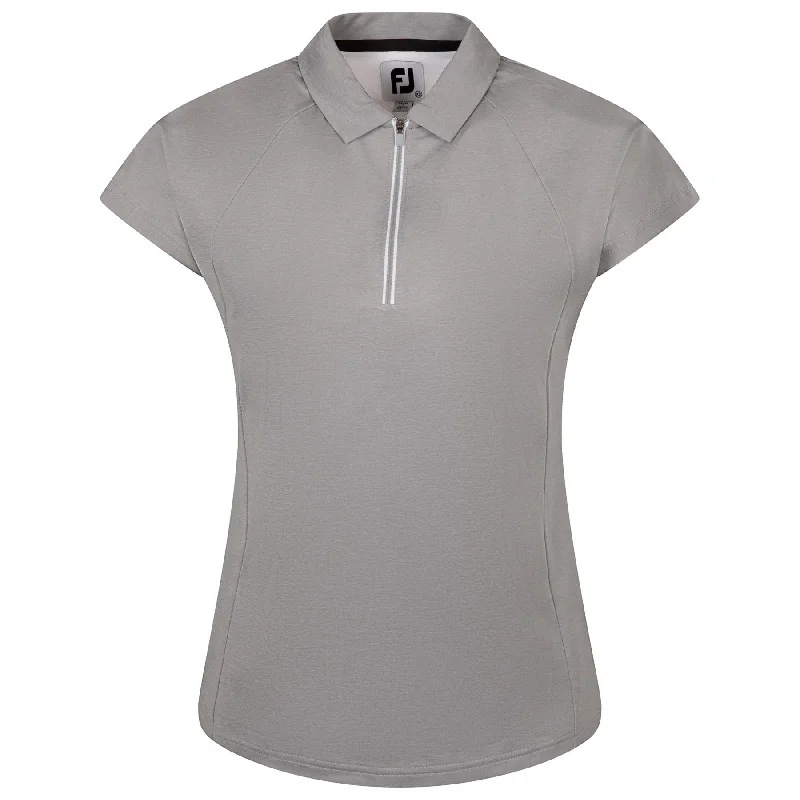 Womens Quarter Zip Color Block Shirt Heather Grey/White - AW24-- Fleece Nylon Spandex