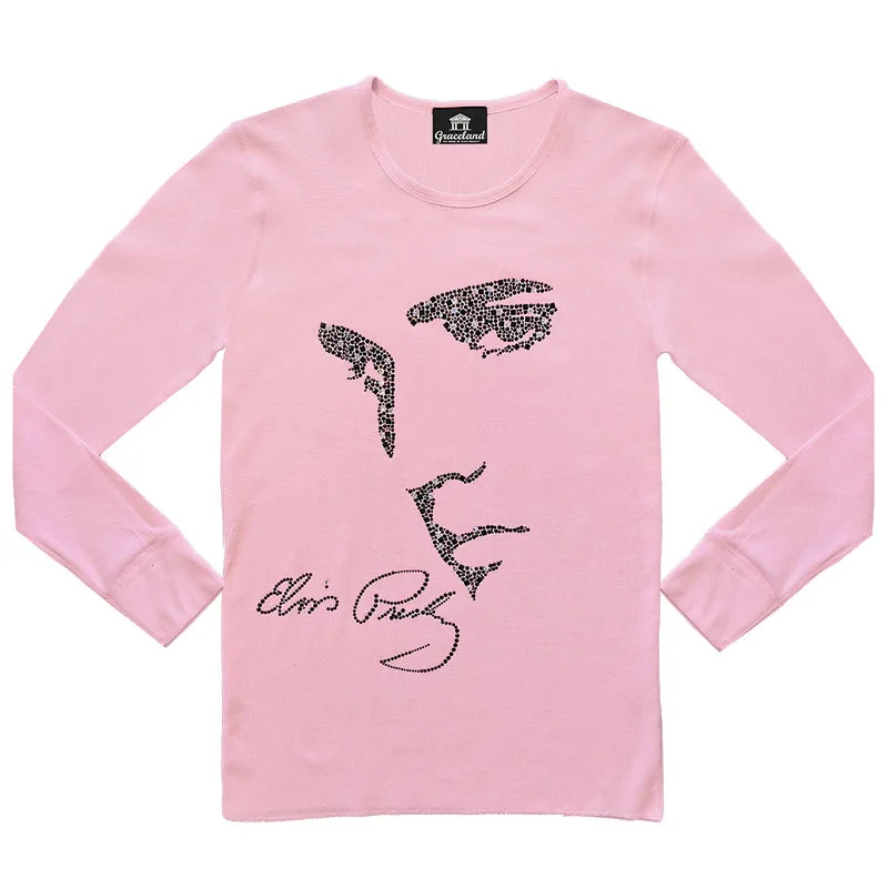Elvis Signature Style: Elvis Profile Women's Long Sleeve T-Shirt-- Spandex Blend Rayon Blend Denim Blend
