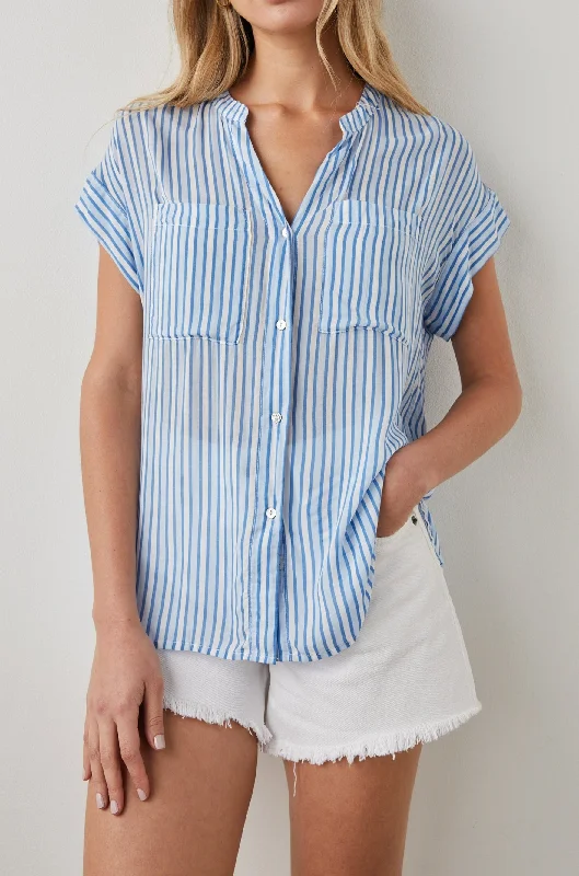 MEL SHIRT - MAR STRIPE-- Collared T-Shirt Boat Neck A-Line