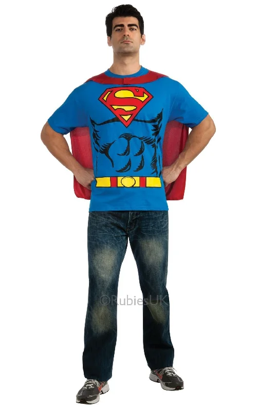 Superman T- Shirt Costume-- Notch Collar Peter Pan Collar Cowl Neck