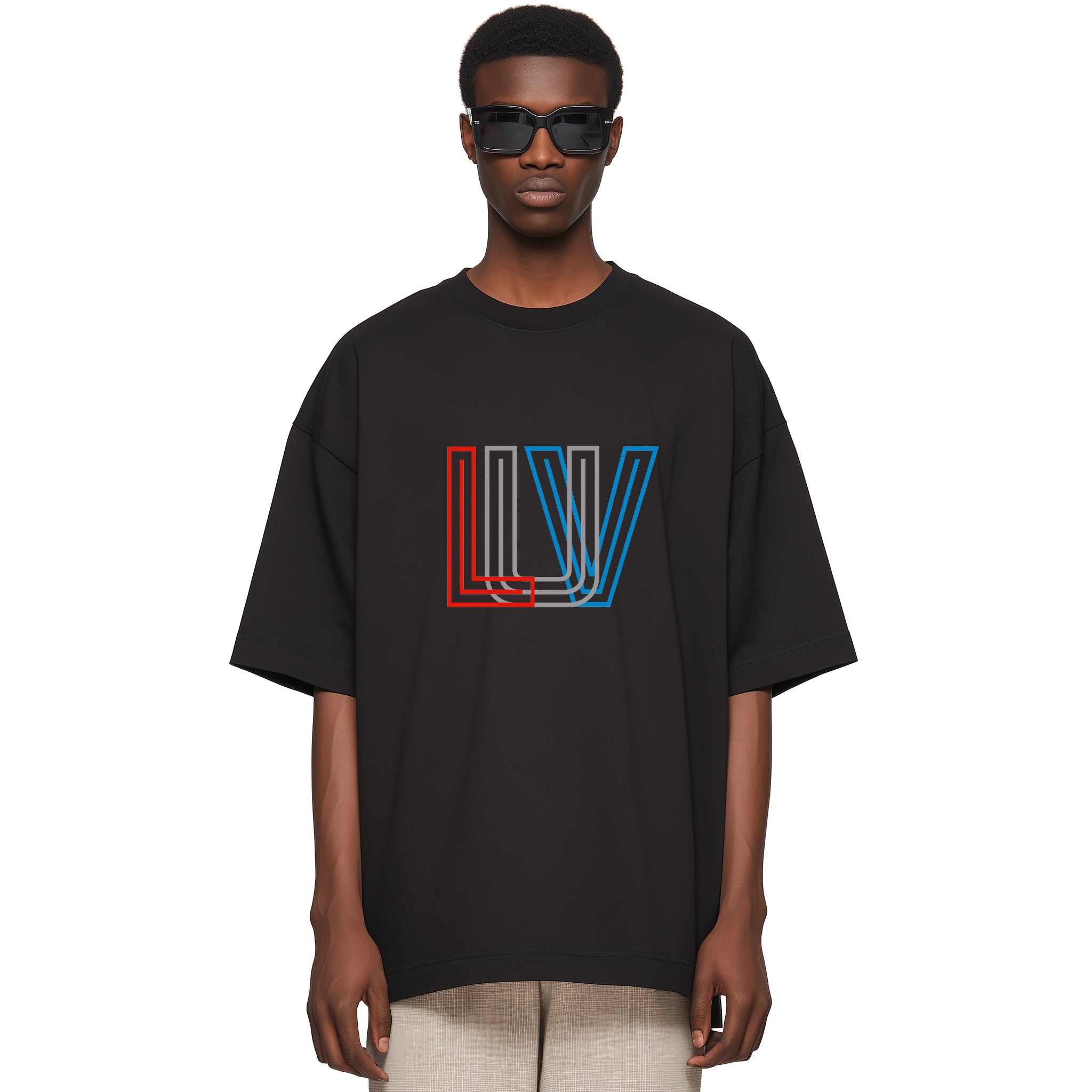 Lost Utopian Visions LUV Line T-Shirt - Black-- Nylon Fabric Polyester Fabric Spandex Fabric