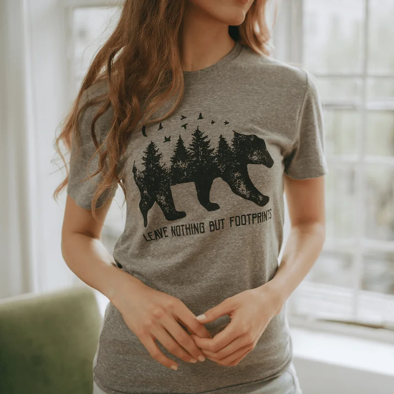 Leave Nothing But Footprints T-Shirt-- Collared Crew Neck Turtle Neck