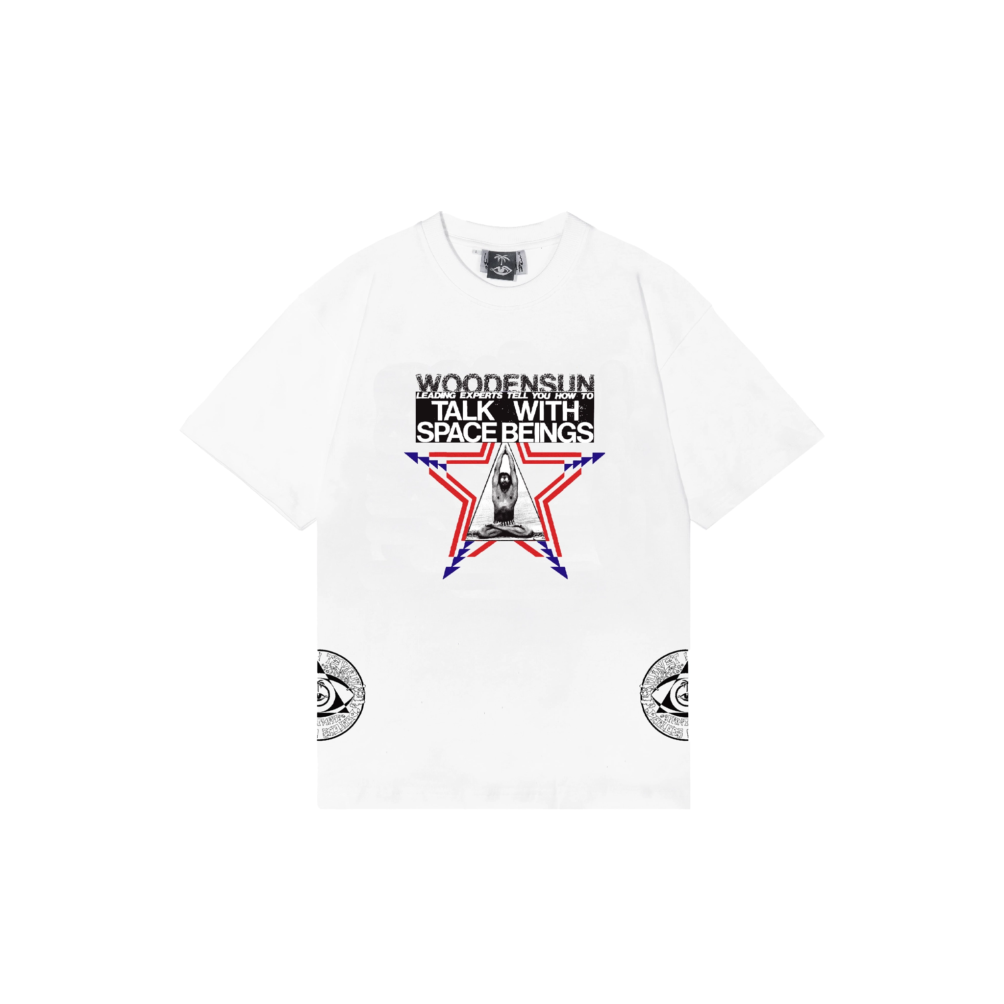 Woodensun Mater T-Shirt - White-- Zippered Front Buttoned Front Snap Front