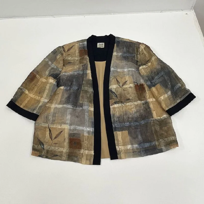 Women's R&M Richards Brown Blue Abstract Design Layered Shirt - No Size-- Plaid T-Shirt Polka Dot Checkered Women's R&M Richards Brown Blue Abstract Design Layered Shirt - No Size-- Plaid T-Shirt Polka Dot Checkered