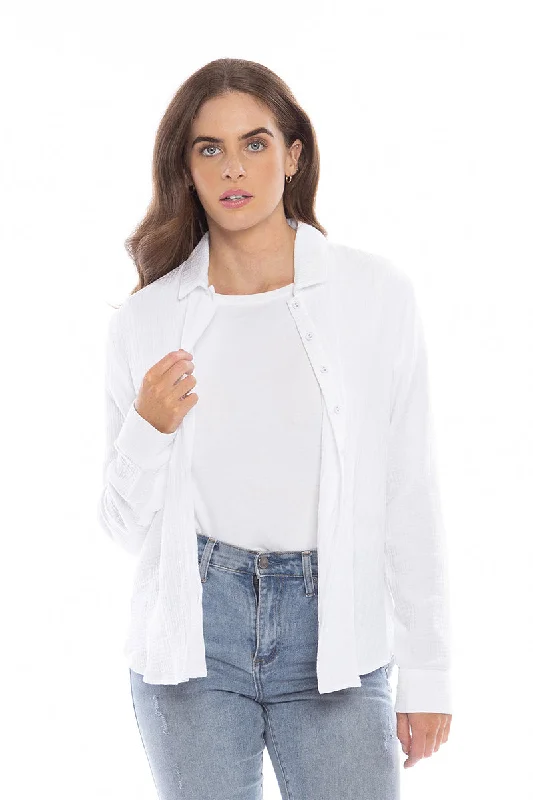 Billie The Label  Ultimate Shirt WHITE-- Front Pockets Side Pockets Patch Pockets