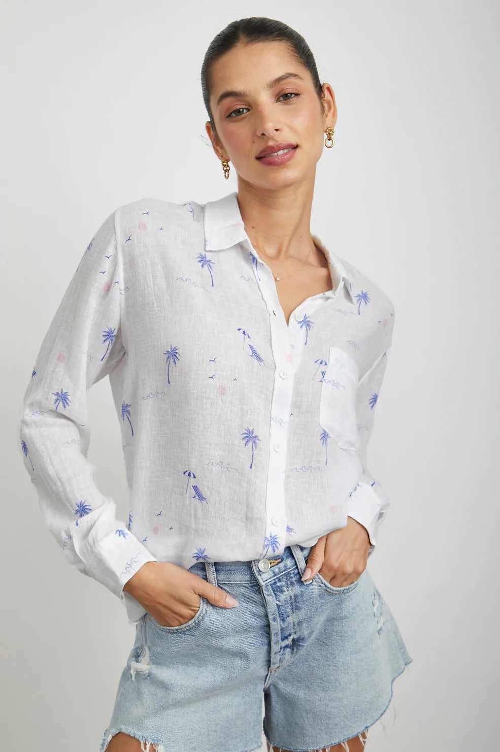 CHARLI SHIRT - MALIBU BEACH-- Wool Fabric Cashmere Fabric Tweed Fabric