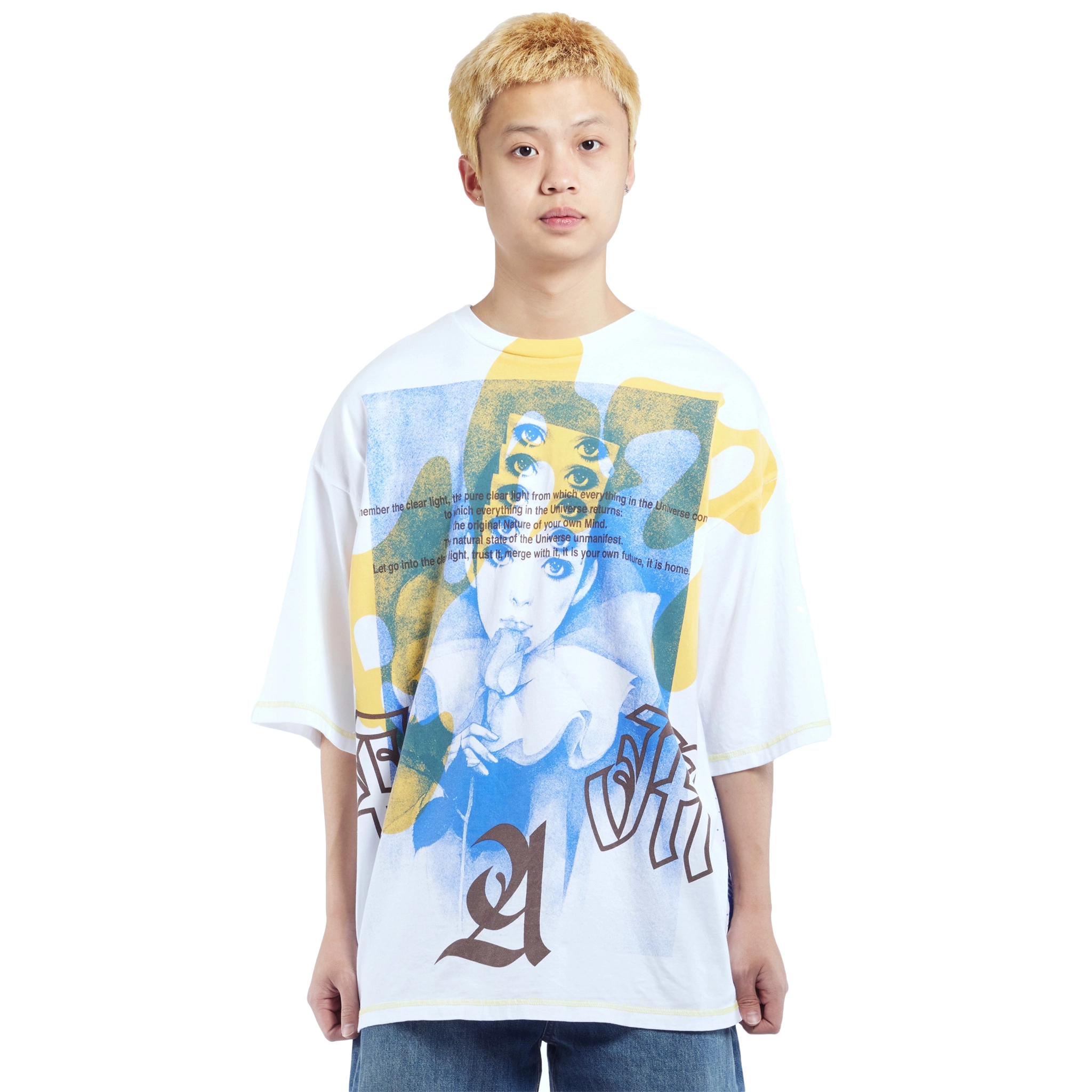 PAM / Perks and Mini - 360 Oversized SS T-Shirt - White-- Rayon Fabric Velvet Fabric Corduroy Fabric
