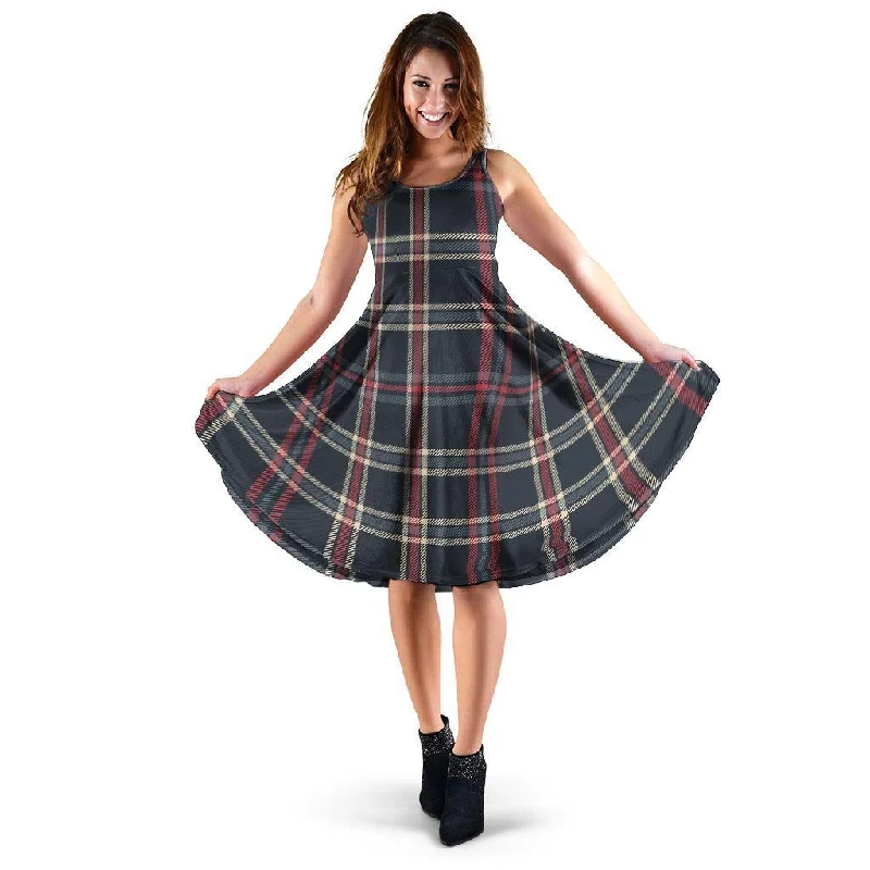Black Tartan Plaid Dress Tunics Party sparkling