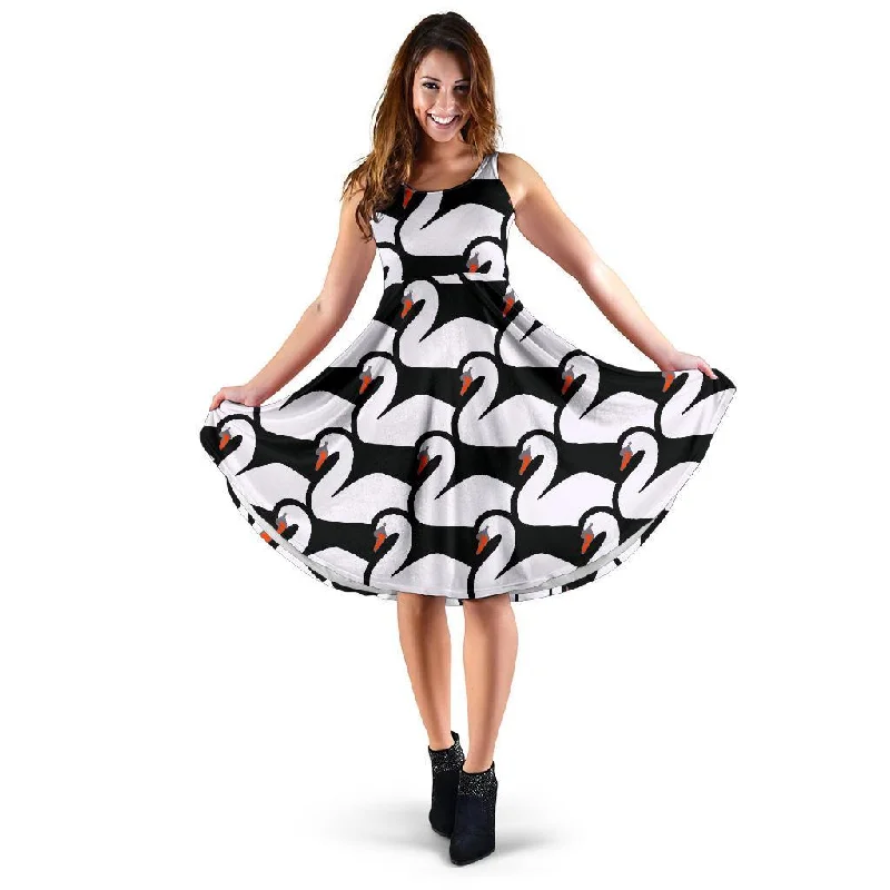 Swan Pattern Print Dress Tunics Timeless classic