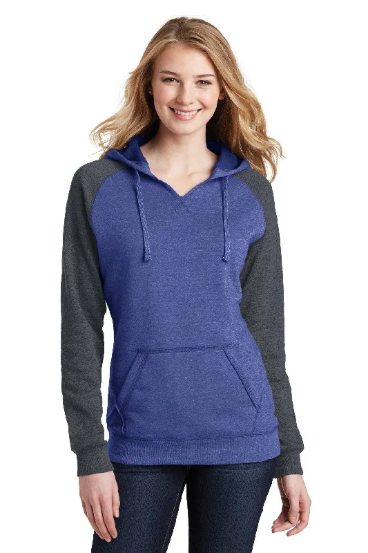 District Women's Lightweight Fleece Raglan Hoodie.  DT296 Hoodie with Patch Decorative Personalized