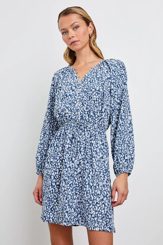 LINNEA DRESS - BLUE MIXED CHEETAH Tunics Summer linen
