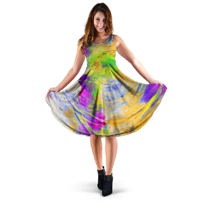 Abstract Tie Dye Dress Pencil Office Professional