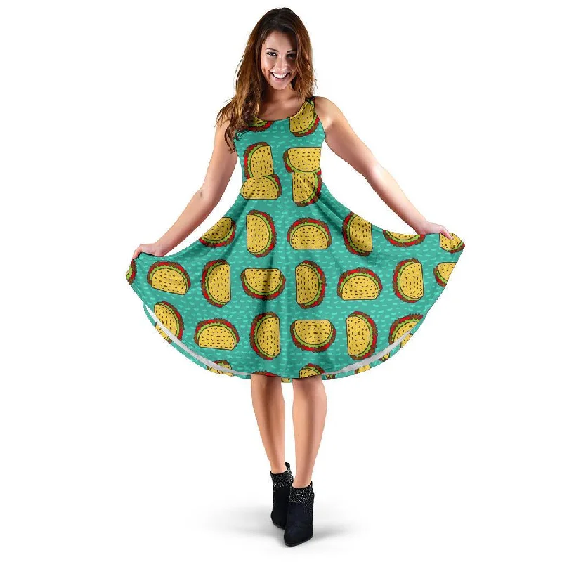Taco Print Pattern Dress Tunics Wedding white