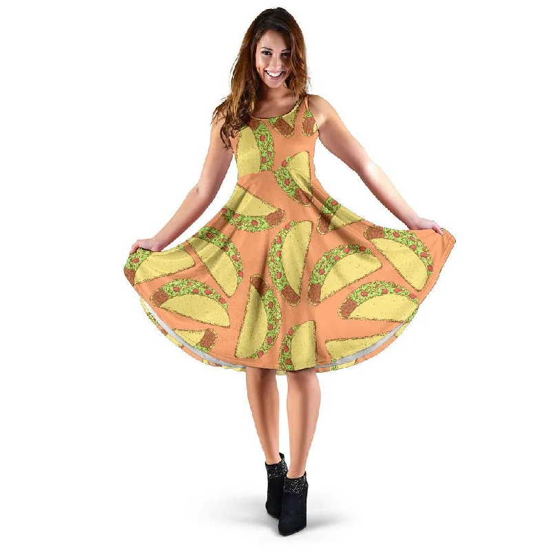 Taco Pattern Print Dress Tunics Bridal satin