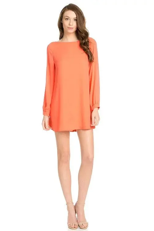 Long Sleeve Shift Dress Coral Tunics Bestseller popular