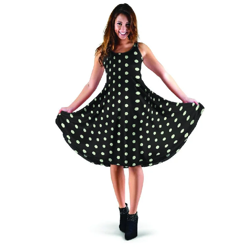 Black And White Polka Dot Dress A-Line Day Work