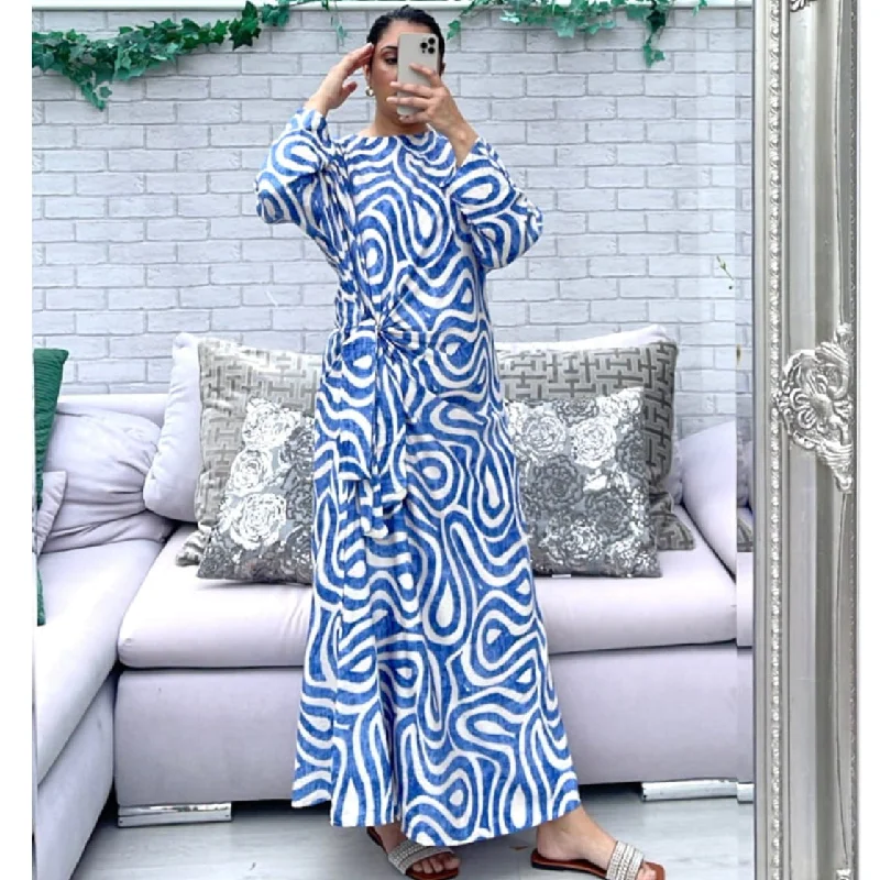 Swirl Pattern Side Tie Dress Tunics Yoga stretchy