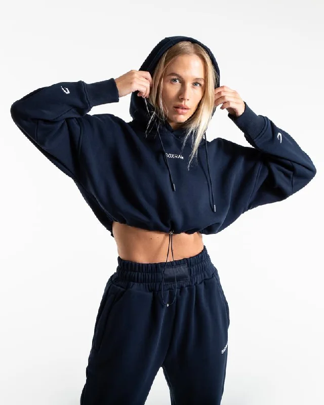 JOHNSON CROPPED HOODIE - NAVY Hoodie with Reflective Safety Nightwear
