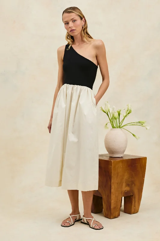 ANITA DRESS - BLACK IVORY Tunics Satin smooth