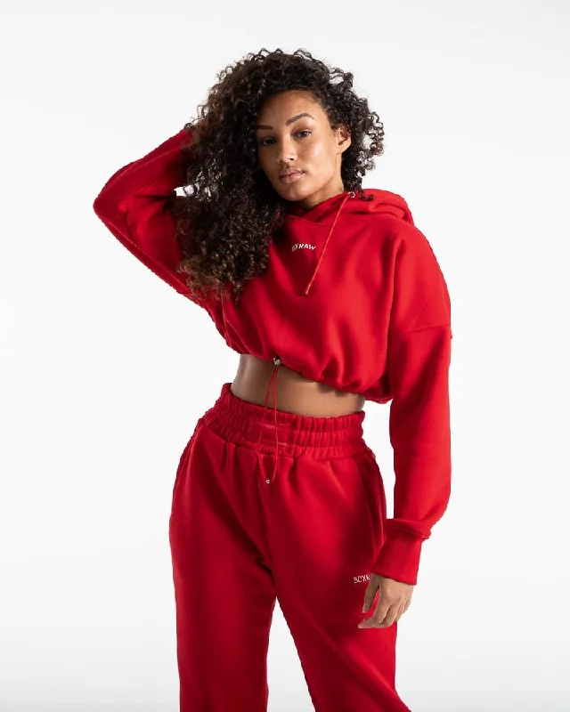 JOHNSON CROPPED HOODIE - RED Hoodie with Gradient Ombre Colorful