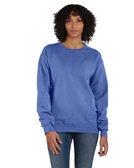 ComfortWash by Hanes Unisex Crew Sweatshirt GDH400 Hoodie with Hem Embroidery Detailed Premium