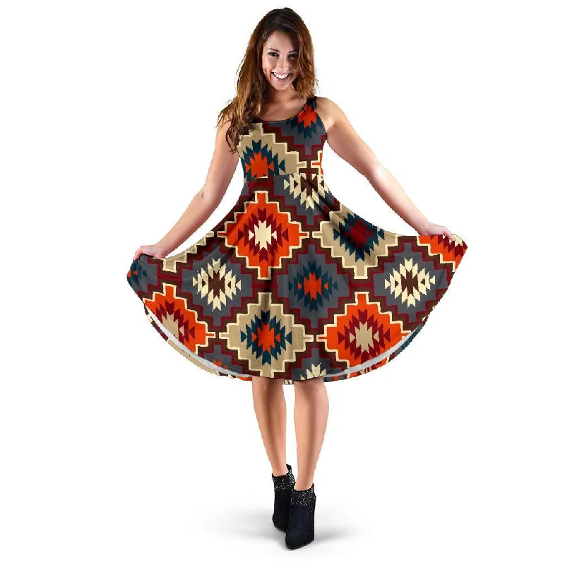 Tribal Indians Native American Aztec Navajo Print Dress Tunic Top Casual