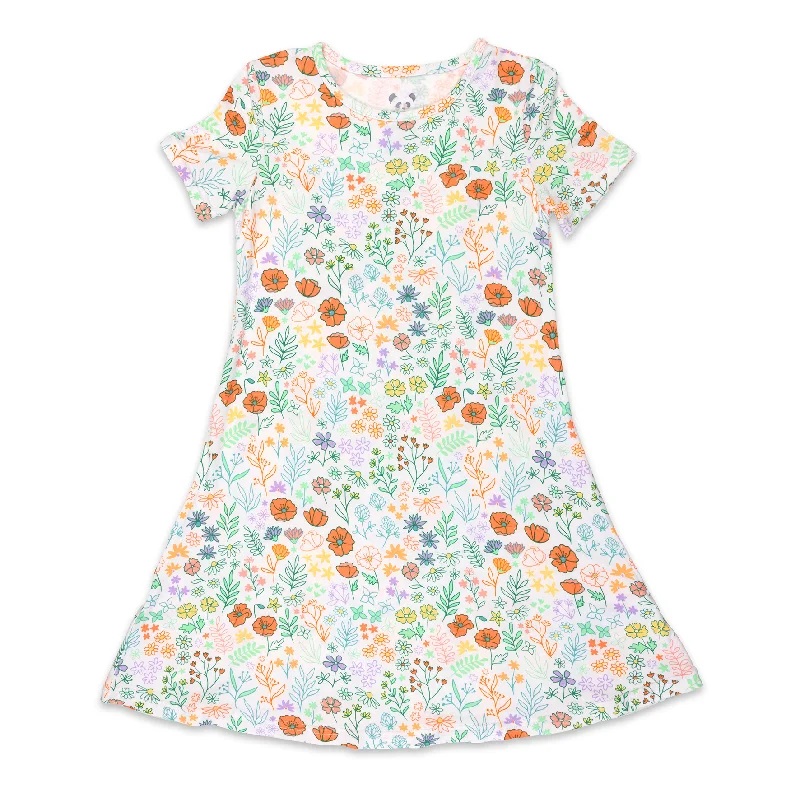 Summer Floral Girls Bamboo Dress Tunics Luxurious high-end