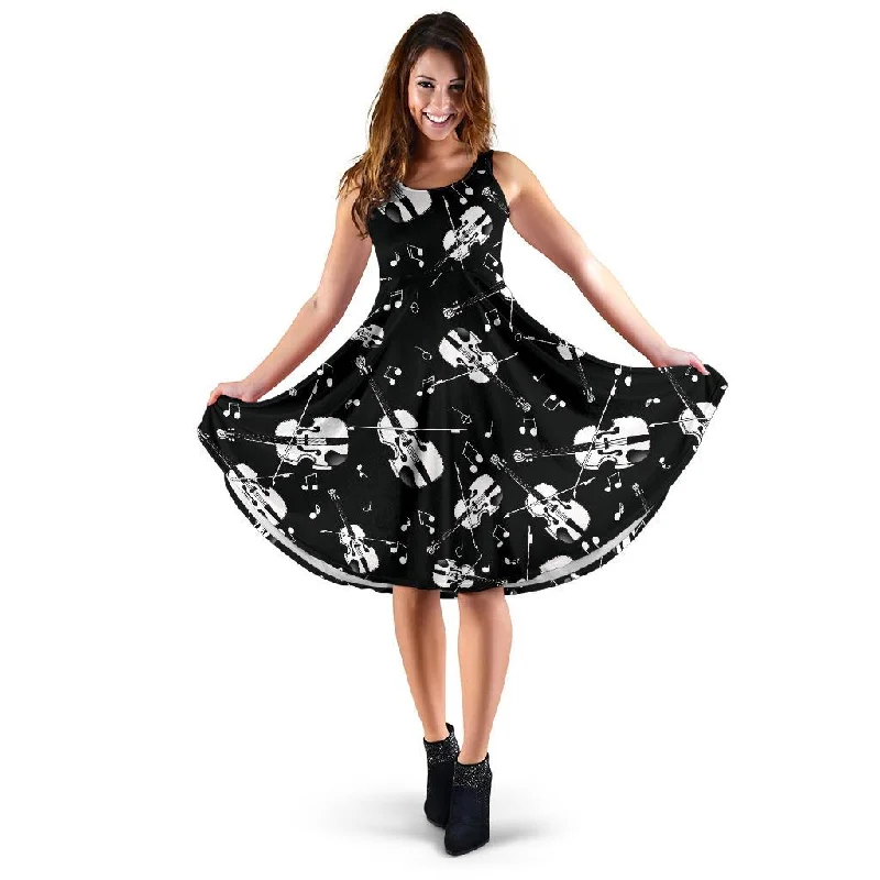 Violin Pattern Print Dress Tunics Timeless classic