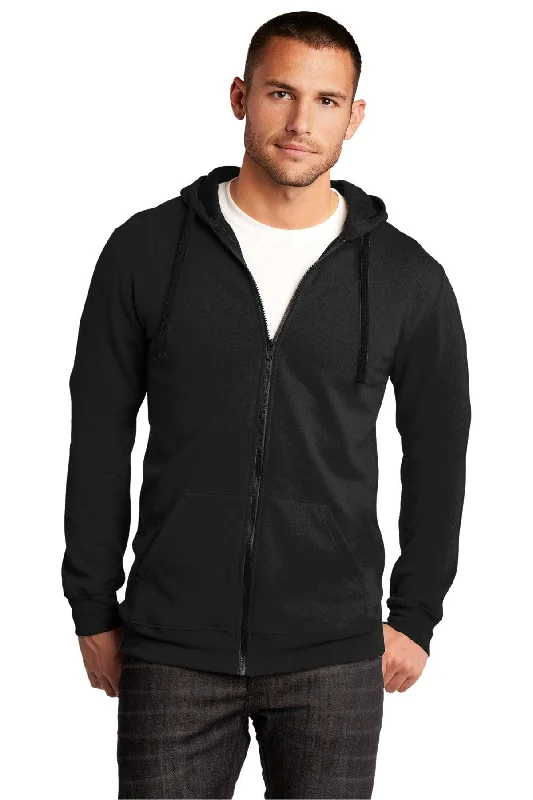 District The Concert Fleece Full-Zip Hoodie. DT800 Hoodie with Hem Raw Edge Edgy Unfinished