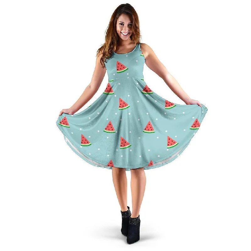 Watermelon Piece Polka Dot Blue Pattern Print Dress Tunics Vintage classic