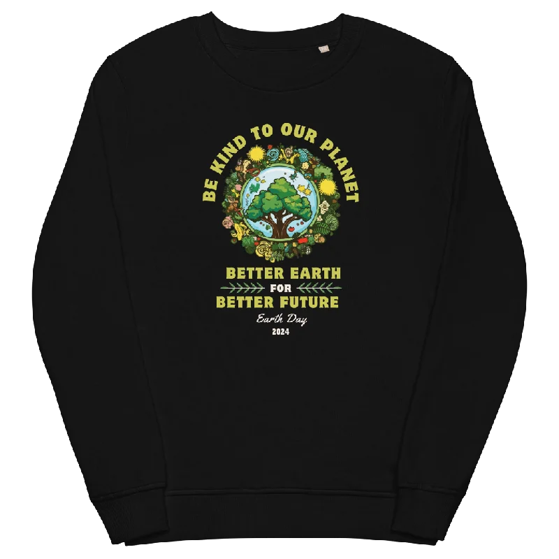 Better Earth Better Future Unisex Organic Sweatshirt Hoodie with Pattern Geometric Abstract
