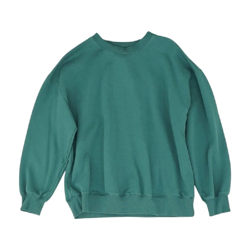 Green Solid Sweatshirt Hoodie with Lace Feminine Delicate
