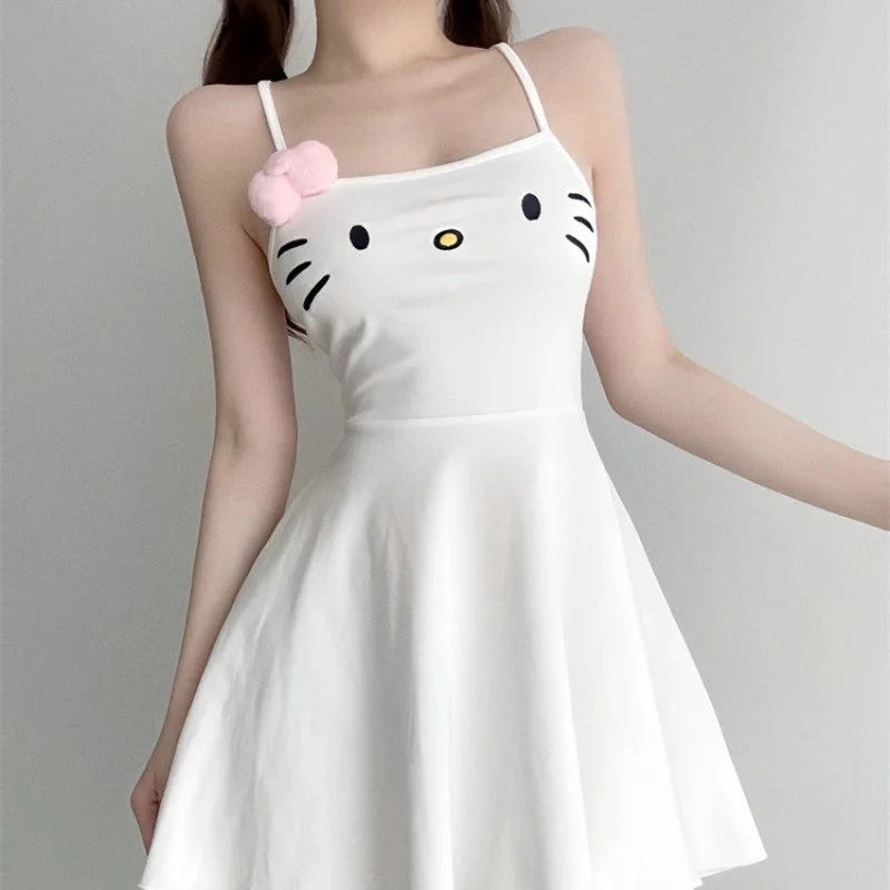 Sweet White Sling Dress PL53468 Tunics Fleece cozy