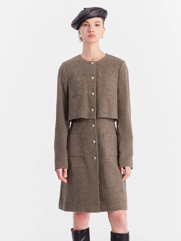 Brown Washable Double-Layer Dress Tunics Stylish elegant