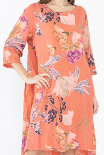 Floral Linen Dress 72142L8 Tunics Fleece cozy