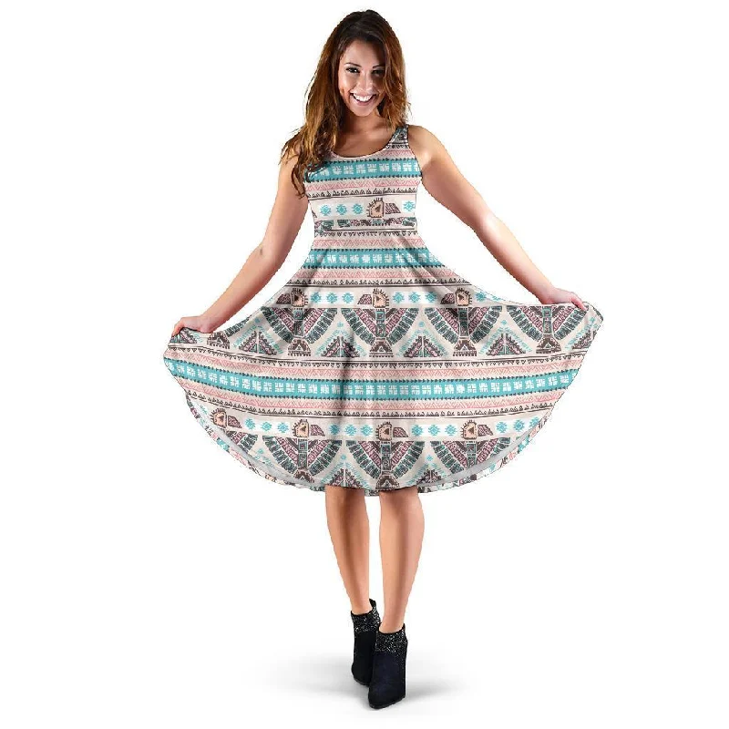 Tribal Native Indians American Aztec Navajo Print Dress Tunics Corduroy durable
