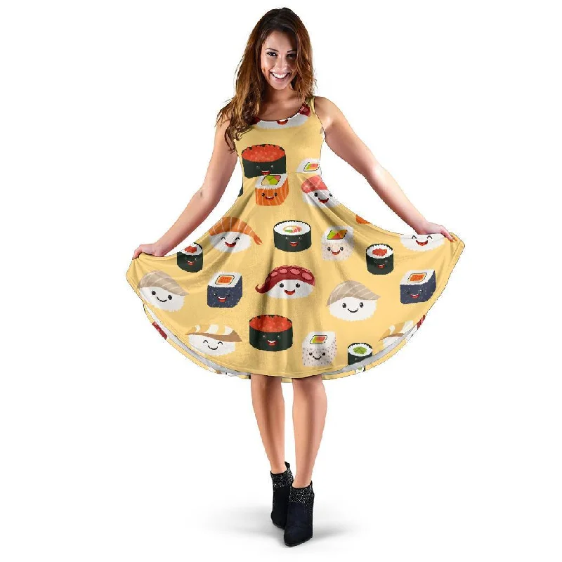 Sushi Print Pattern Dress Tunics Stylish elegant