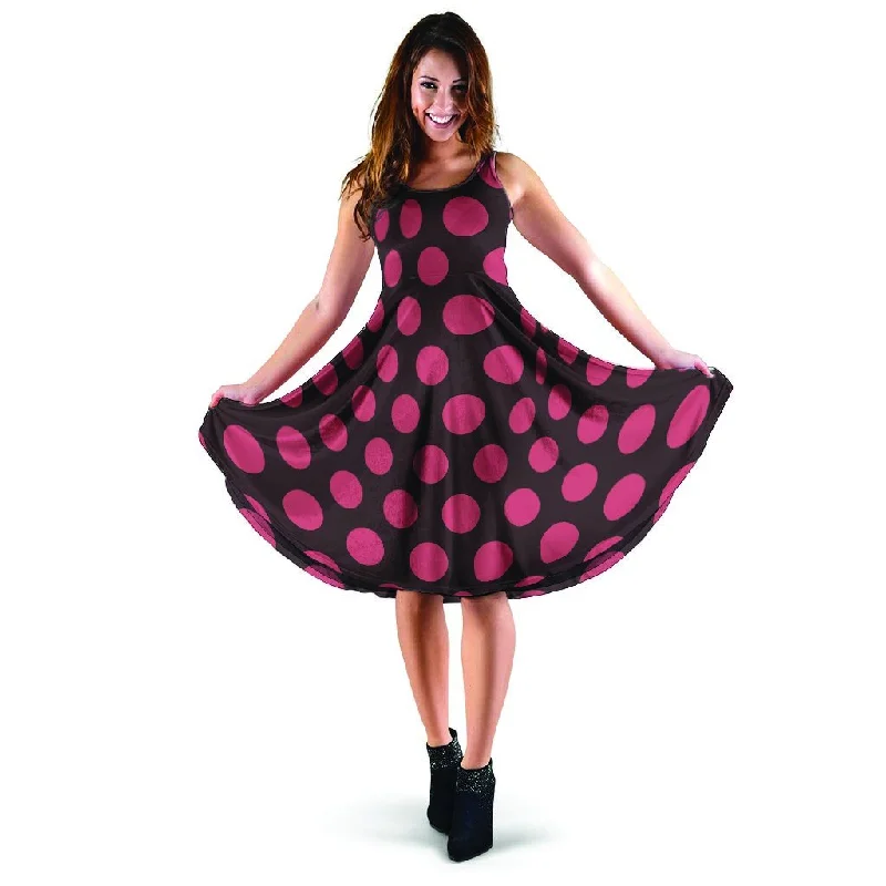 Black And Red Polka Dot Dress Tunic Top Casual