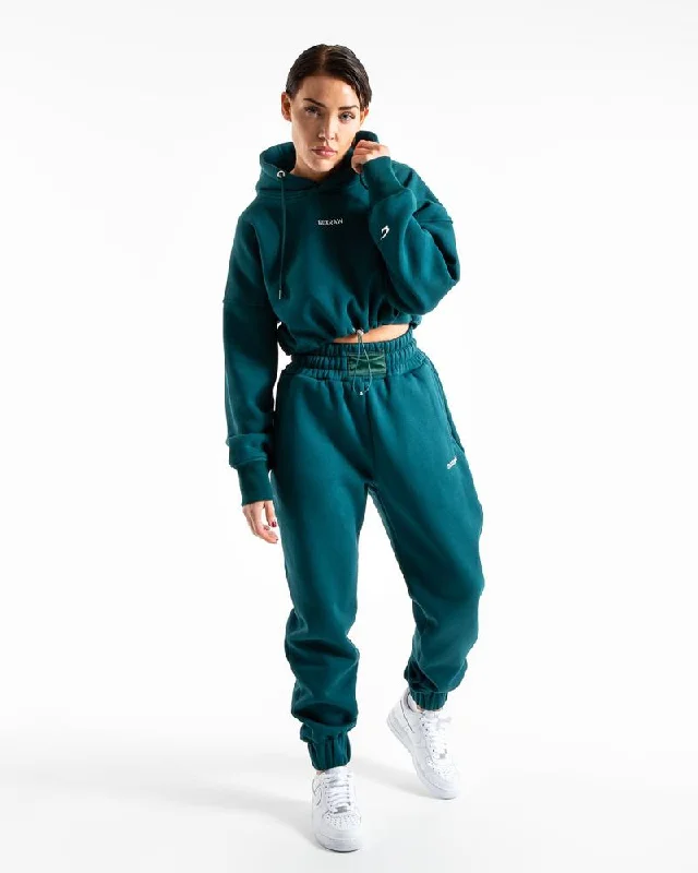 JOHNSON CROPPED HOODIE - TEAL Hoodie with Earth Tones Natural Calm