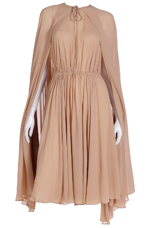 1975 Halston Semi Sheer Silk Halter Dress & Cape Ensemble Tunics Versatile functional