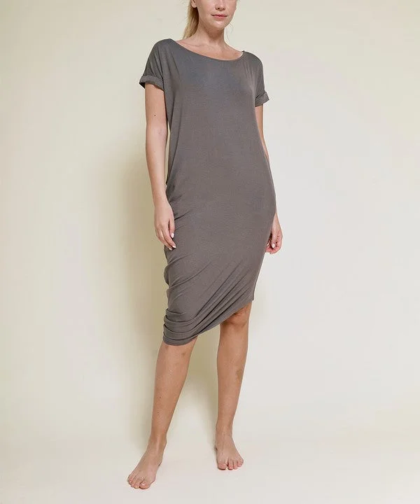 Bamboo Asymmetric Dolman Dress With Pockets Tunics Winter warm