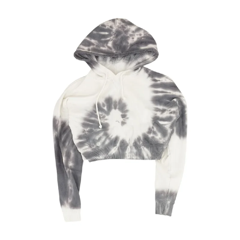 Gray Tie Dye Hoodie Hoodie with Tied Waist Feminine Flattering