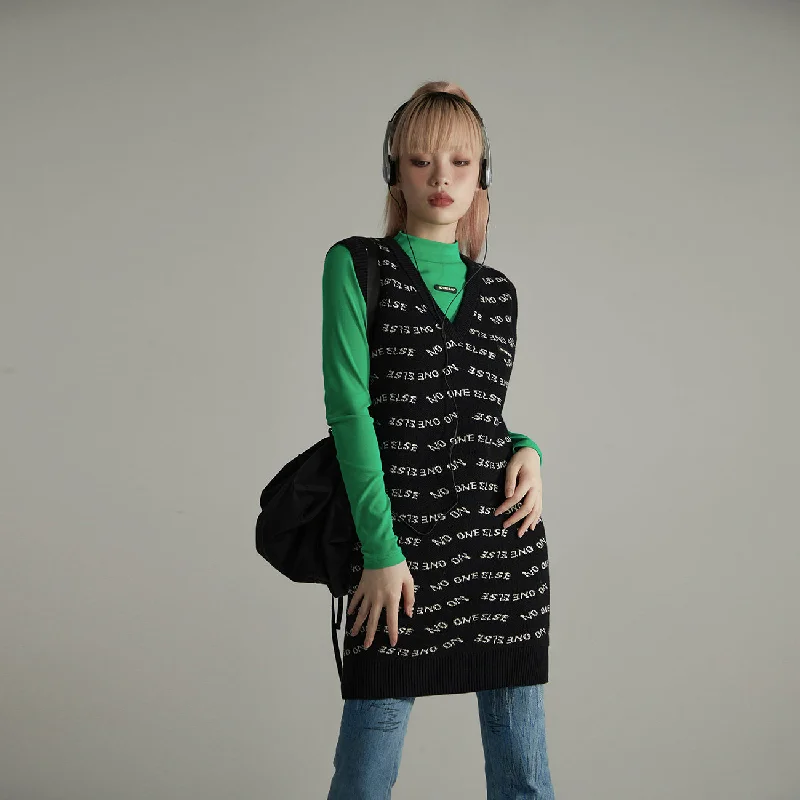 Noe Lettering V-Neck Dress Tunics Mesh breathable