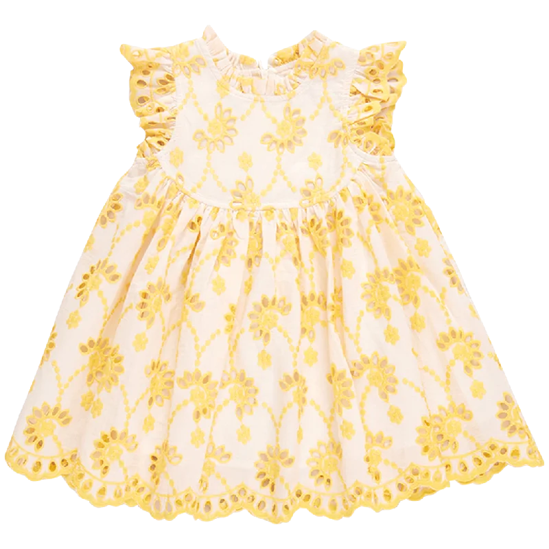 Girls Brooke Dress - Bright Yellow Eyelet Tunics Cozy comfortable