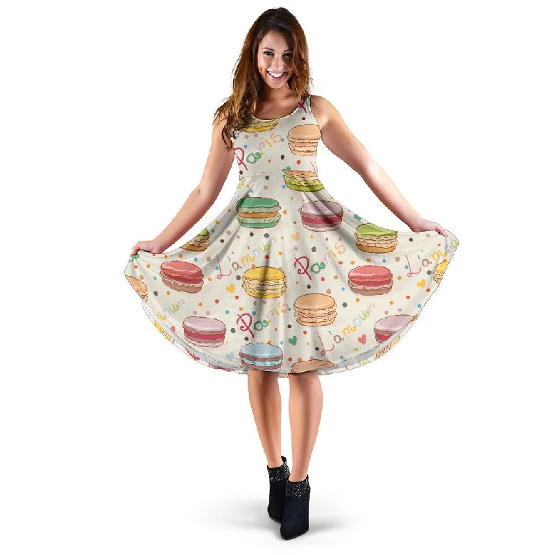 Sweet Macaron Pattern Print Dress Tunics New arrival