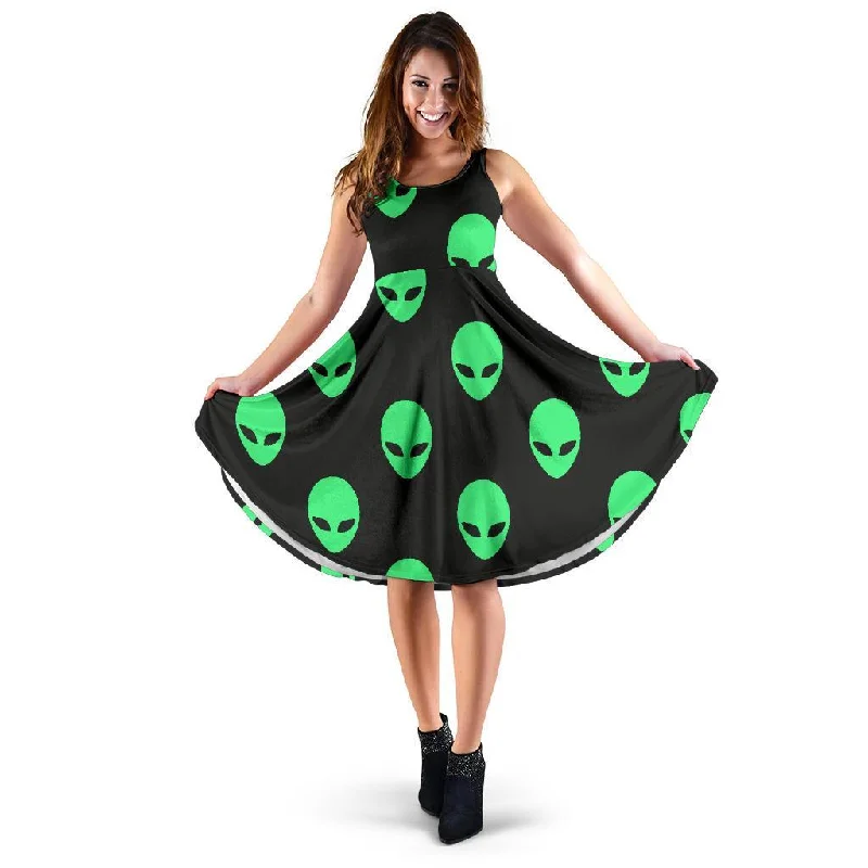 Ufo Alien Pattern Print Dress Tunics Stylish modern