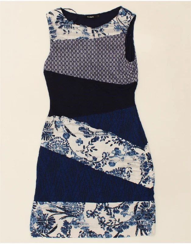 DESIGUAL Womens Sleeveless Sheath Dress UK 12 Medium Multicoloured Floral Tunics Plaid country