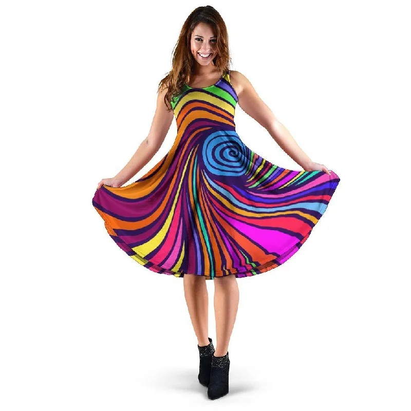 Abstract Psychedelic Colorful Wave Dress Tunics Print Colorful